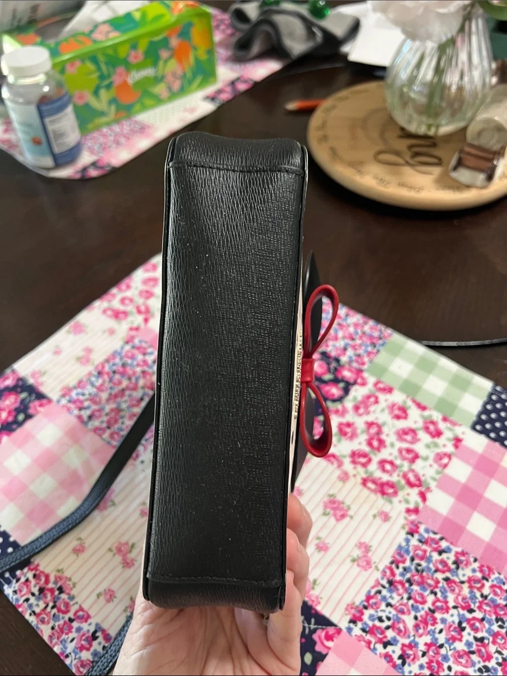 EUC  Kate Spade/ Disney White Polka Dot Crossbody with Black Ears & Red Bow